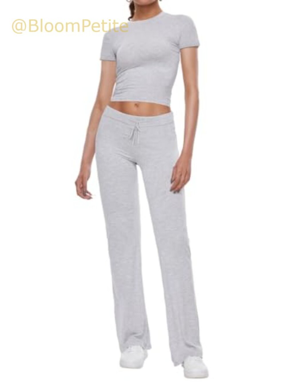 Women's Modal Short Sleeve Crop Tee & Straight Leg Pants Lounge Set